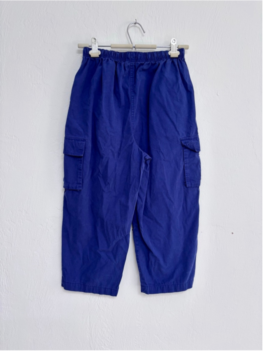 Women's BLAIR Blue Cargo Capris S/M Cotton Barrel shape leg Drawstring - Picture 2 of 14